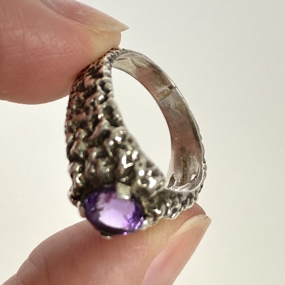 Don Dietz Handmade Amethyst 6mm Gemstone Cast Sterling Silver Ring Size 5.75 - Picture 10 of 16